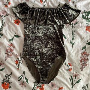 American Eagle velvet off the shoulder bodysuit